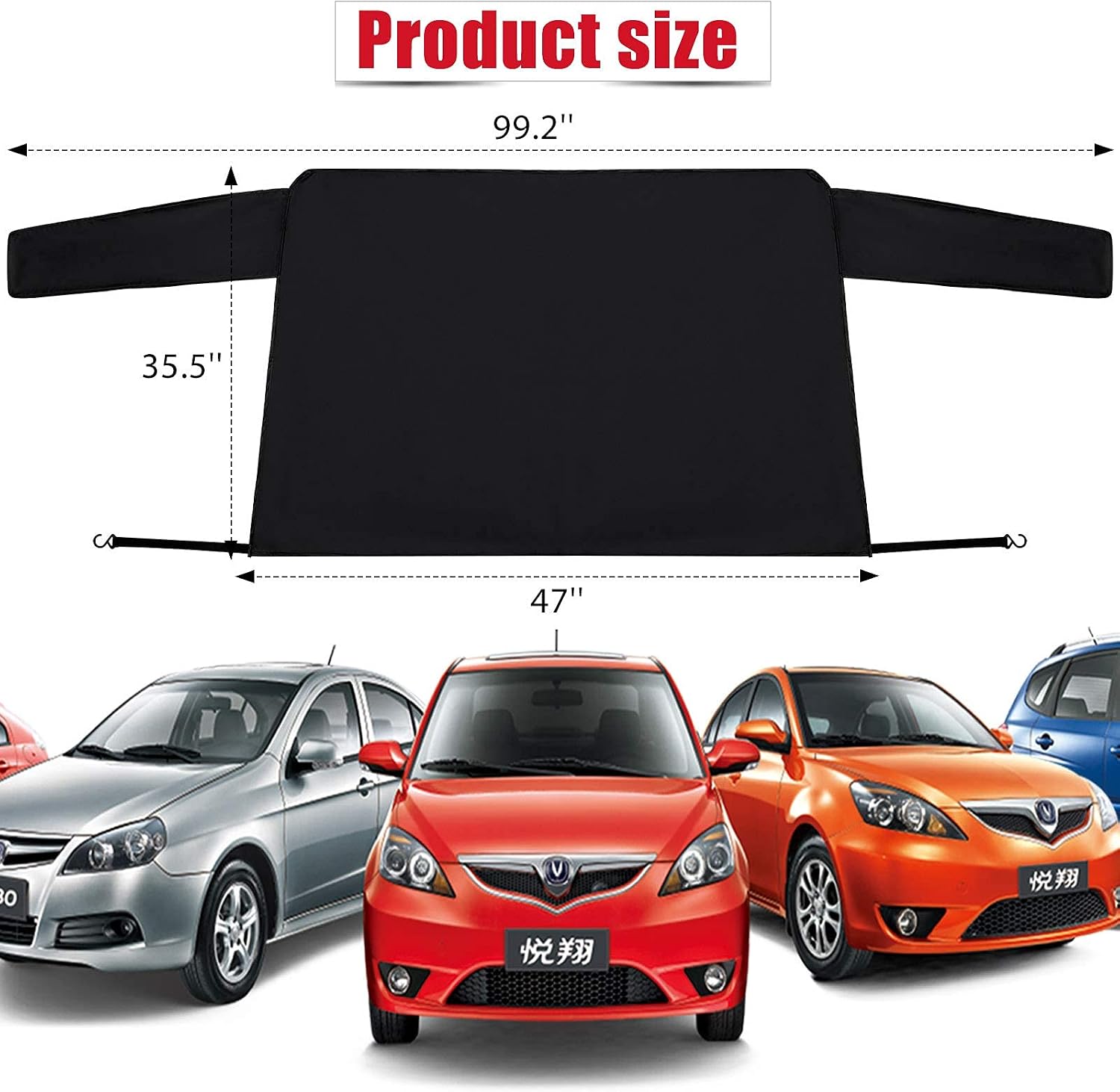 2 Pieces Car Windshield Snow Cover Ice Frost Protector Windproof Car Cover Oxford Windshield Cover Fit Winter Snow Defender for Most Vehicles Cars Trucks SUV (Black)
