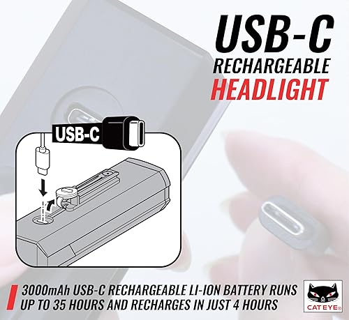 Miniatura 8 de CATEYE AMPP - Luz recargable USB para bicicleta: faro OptiCube™ súper brillante de alta visibilidad para viajeros, ciclistas de carretera y