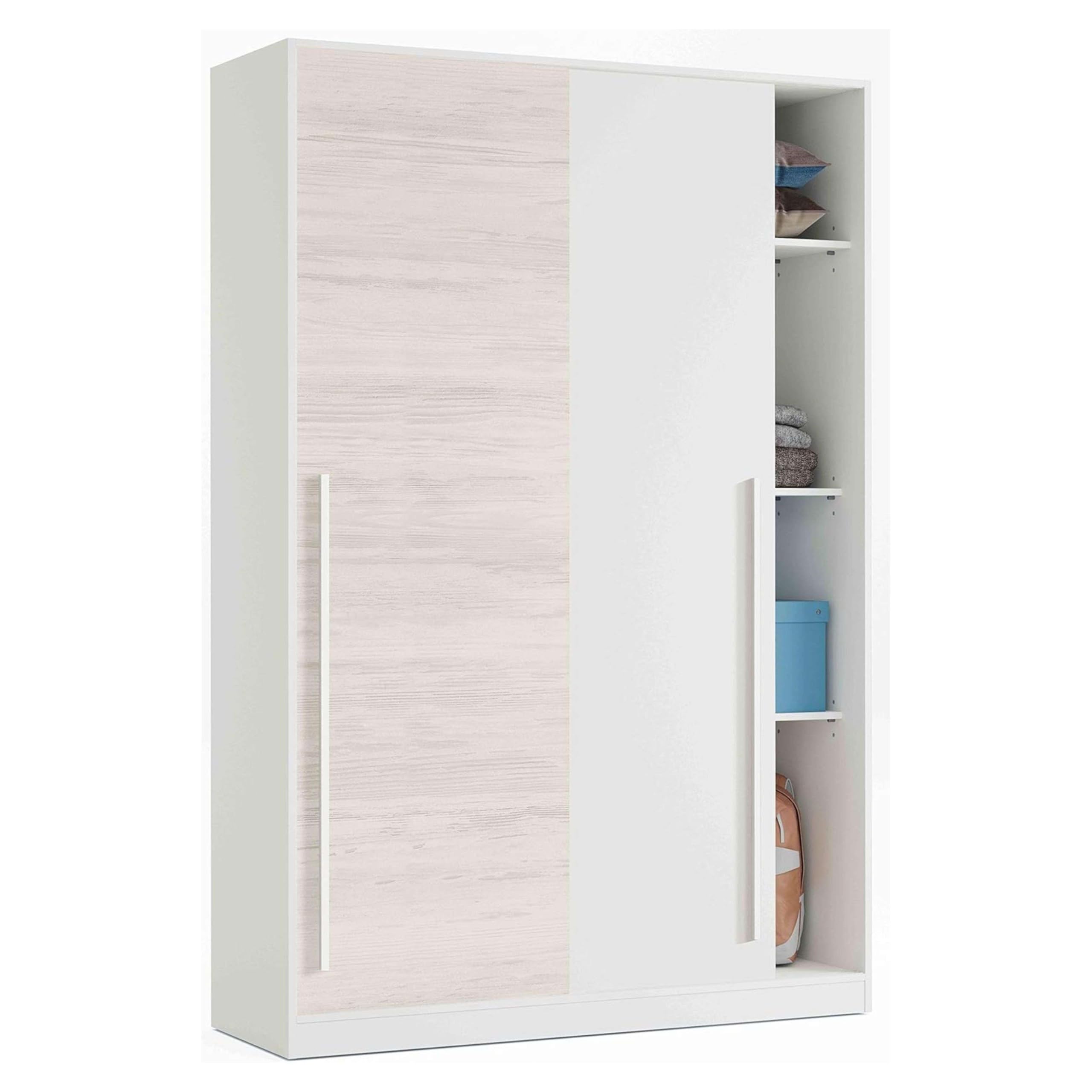 Miroytengo Pack Muebles Infantil Juvenil Elliot Blanco (Cama Nido con Cajonera + Estantería + Armario Puertas Correderas + Somieres 90x190 cm)
