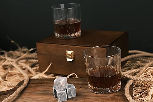 Miniatura 3 de Premium Whiskey Glasses Set with Box - Elegant Glassware for Bourbon, Scotch, and Cocktails (Walnut Box)