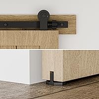 Vista 4 de Kit de herrajes para puerta corrediza de granero de 72 pulgadas, kit de riel de puerta de granero de montaje superior resistente, juego de colgador