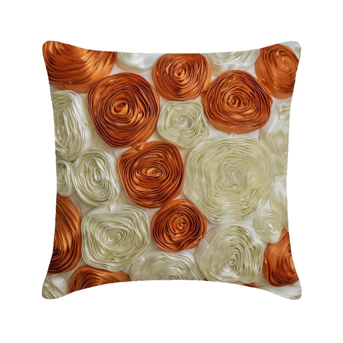 The HomeCentric Rust Cushion Cases, Ribbon Flowers Floral Theme 50x50 cm (20x20 inch) Cushion Cover, Floral Modern Cushion Cases, Square Silk Throw Cushions Cover, Contemporary - Vintage Lovers โ image 1