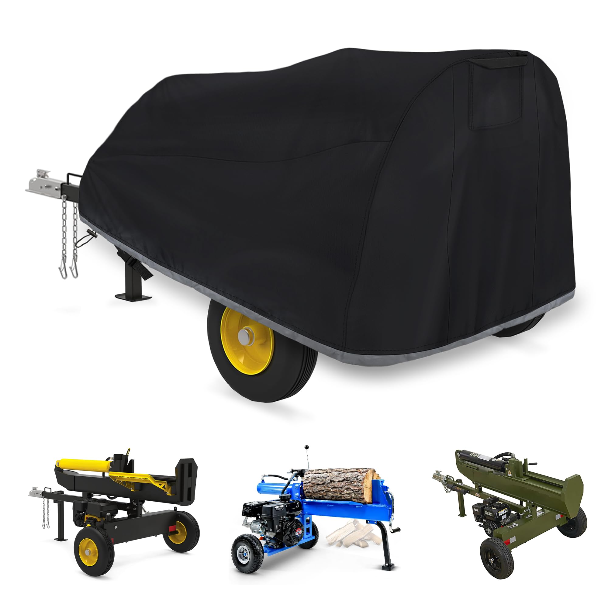 Le Maple Bleu Log Splitter Cover 83"x45"x39" Heavy-Duty Waterproof - Fits 15-45 Ton Gas/Electric Splitters, Oxford Fabric Drawstring & Windproof Buckles (Black)