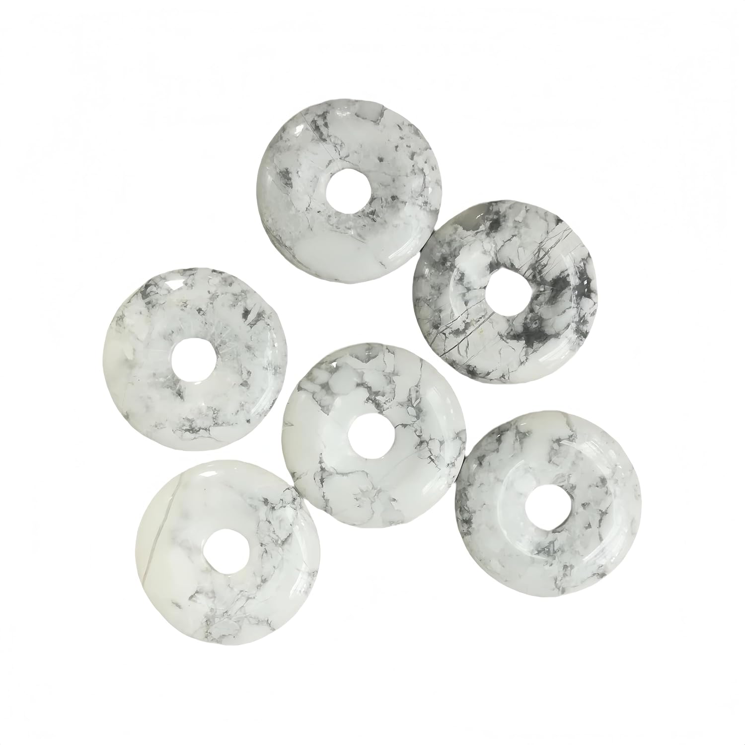 Natural White Howlite Turquoise 30mm Concentric Circle Donut Pendant,Paired With Sheepskin Woven Rope,Used as a Birthday Gift/Energy Therapy/Thanksgiving Gift Accessory - Image 7