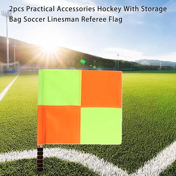 QOTSTEOS 2pcs Football Referee Flag, High Visibility Linesman Hand Flag with Storage Bag, Essential Equipment for Sports Match Soccer Football Hockey Training, Easy to Grip(size:2pcs)