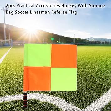 QOTSTEOS 2pcs Football Referee Flag, High Visibility Linesman Hand Flag with Storage Bag, Essential Equipment for Sports Match Soccer Football Hockey Training, Easy to Grip(size:2pcs)