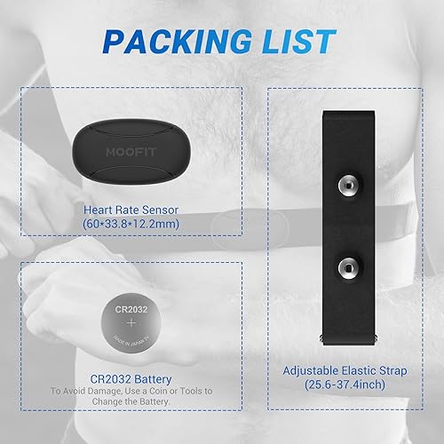 Miniatura 7 de moofit HR8 Heart Rate Monitor Chest Strap, Low Energy Real-Time Heart Rate Data Bluetooth 5.0ANT+, Longer Communication Range, IP67 Waterproof,
