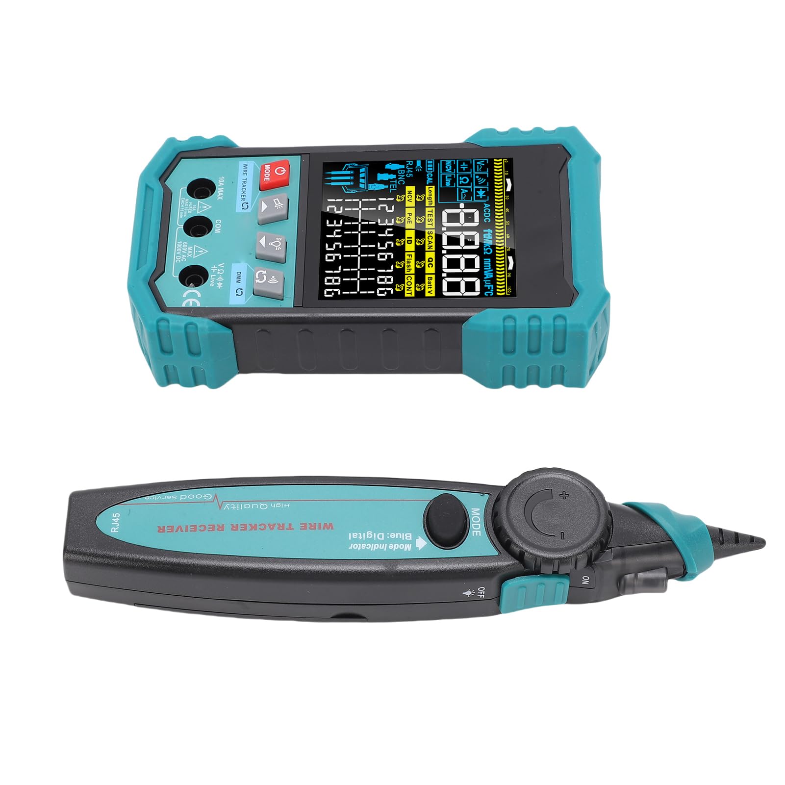 Eujgoov Tester per Cavi di Rete RJ45 con Multimetro e Rilevamento PoE per Test di Cavi Ethernet e Misurazione Portatile della Lunghezza