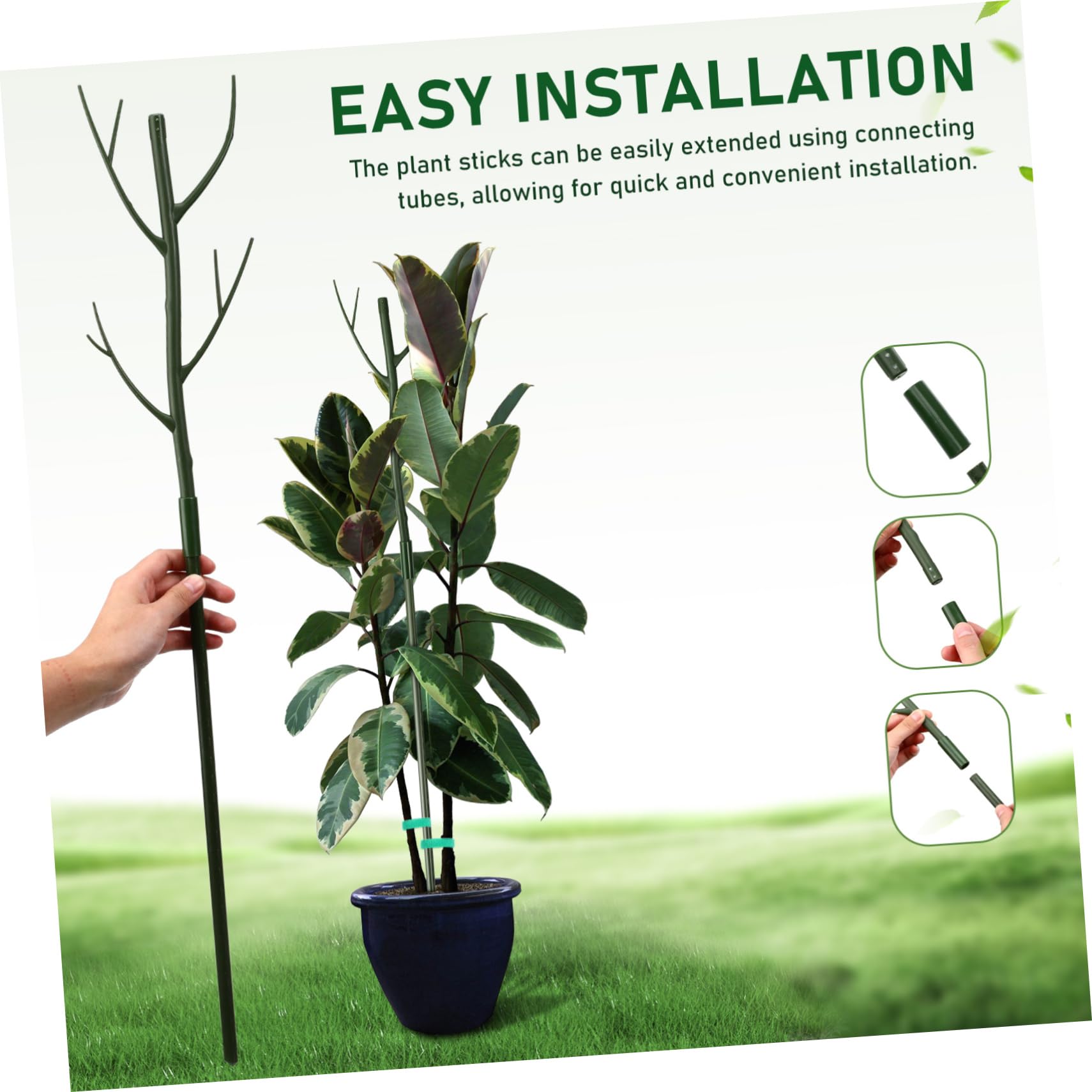 Tuteurs pour Plantes Grimpantes 1 Set, Plastique Vert, Extensible, Installation Facile, Clips et Attaches, pour Intérieur et Jardin