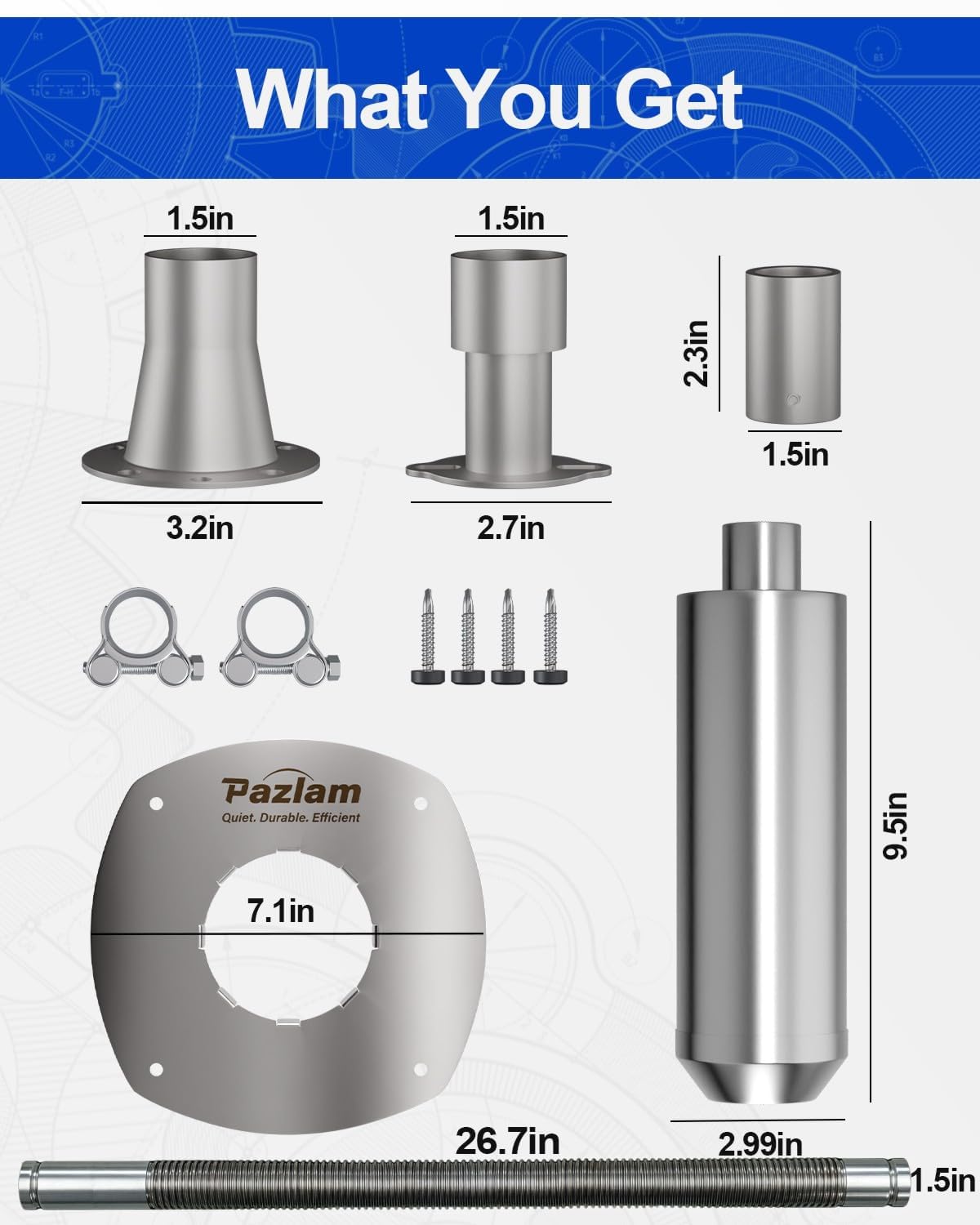 Generator Exhaust Extension Kit – Universal Fit for Firman, Honda, Champion & More – Heavy-Duty Stainless Steel with Flexible Pipe – Exhaust Noise Reduction & Fume Venting