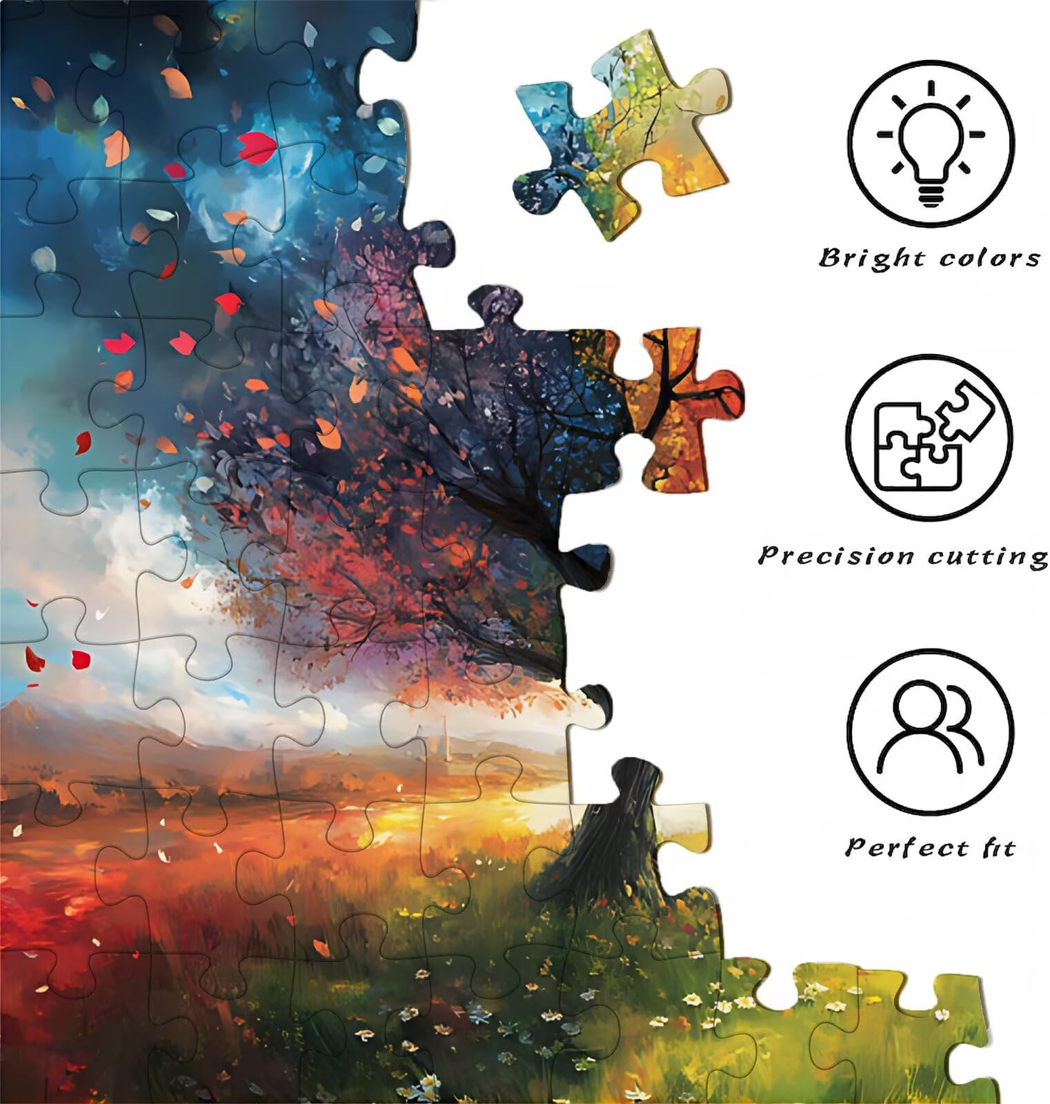 Puzzle 4000 elementów, drewniane puzzle dla dorosłych – Impossible Puzzle 141,5 x 87,5 cm, niffy myślenie i sport myślenia dla kobiet i mężczyzn, gra rodzinna, prezent dla kobiet, cztery pory roku
