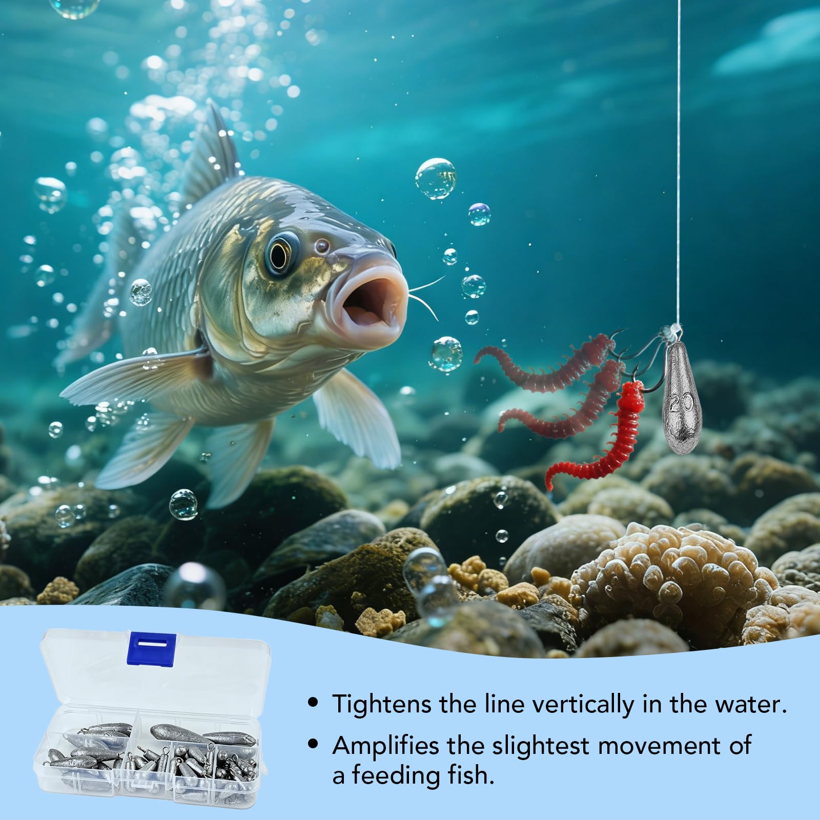 Zestaw 50 sztuk ołowianych ciężarków wędkarskich w kształcie gruszki/kropli, 9 rozmiarów, 3,5 g, 5 g, 7 g, 10 g, 15 g, 20 g, 25 g, 30 g, 40 g, ciężarki wędkarskie, sinker, ciężarki gruntowe do