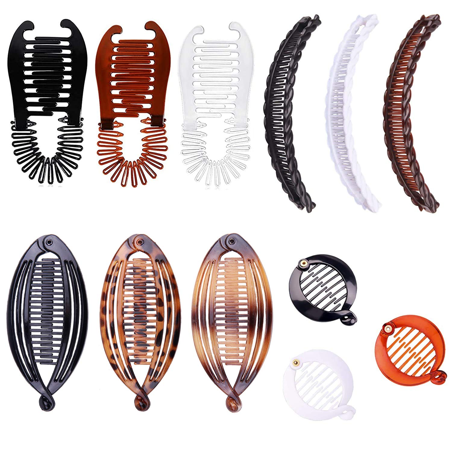 YHYPOCI 12 Pieces Banana Hair Clips Set Plastic Flexible Interlocking Banana Clip