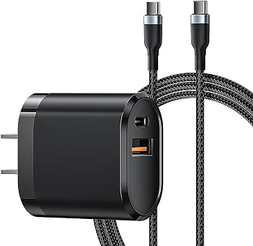 30W USB C Charger Block for iPhone 17 16 Charger Cord, Type C Fast Charging for iPhone Air/16 Pro Max/16e/17 Pro Max/15 Pro, iPad Pro, Pixel 9/8 Pro, with 6.6FT Braided Cable, Black