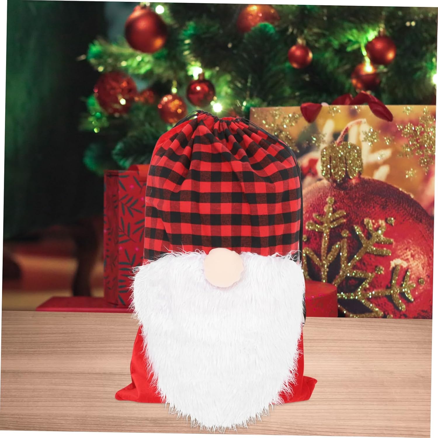 Large Capacity Xmas Drawstring Bag Versatile Holiday Pouch for Party Favors Candy and Chocolates Santa Claus Bag for Christmas Celebrations