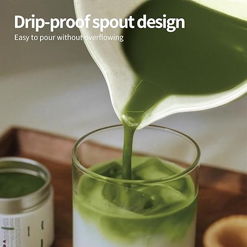 Miniatura 2 de Juego de 7 batidores de matcha, juego de ceremonia, cuenco de cerámica esmaltado degradado, persecución de bambú y soporte, cuchara de tamiz de