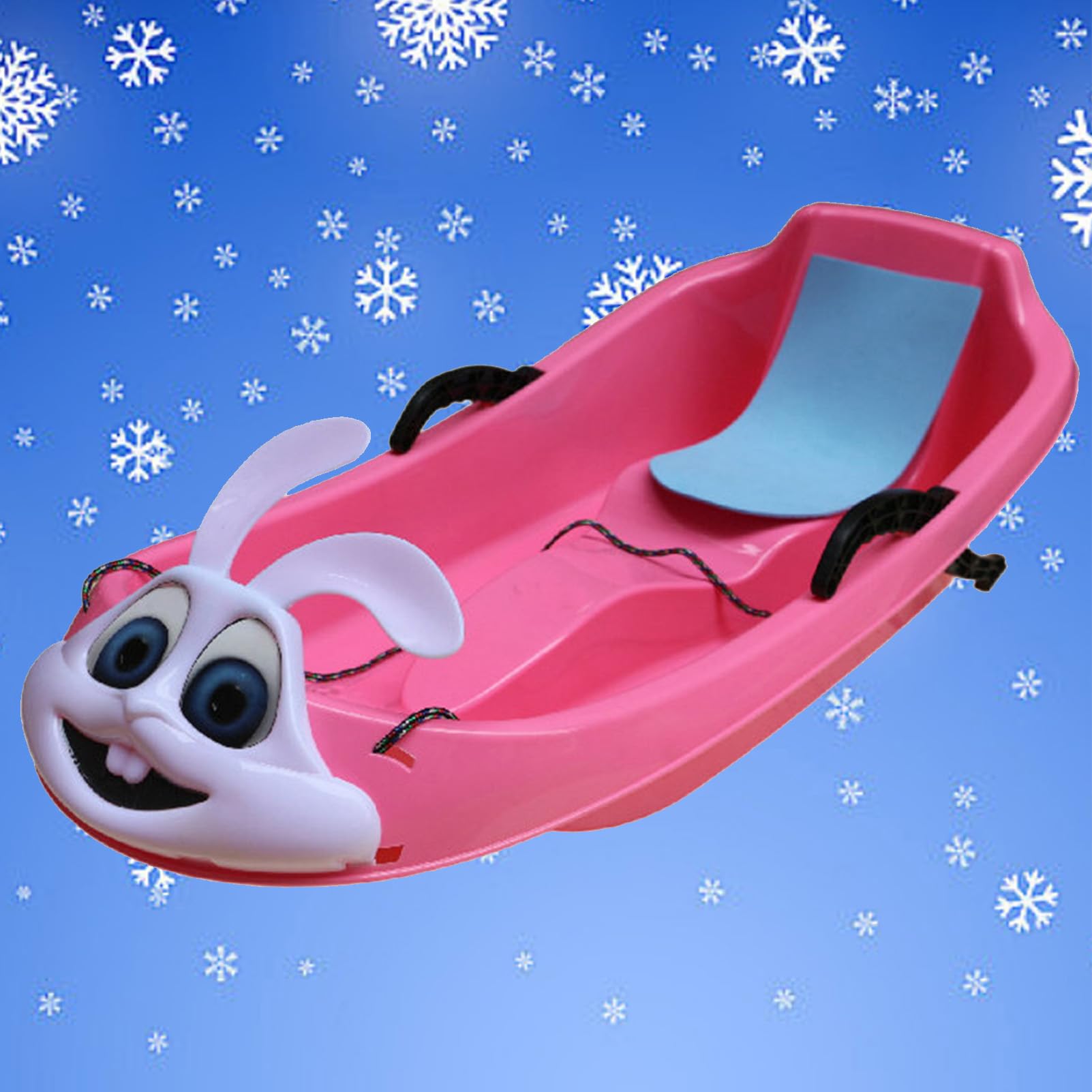 TUOYIBO Happy Children's Sledding, Sleds for Kids, Kids Sleds for Snow with 2 Handles and Pull Ropes, Thickened Sled, Plastic Snow Sled