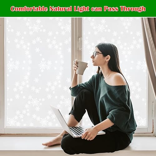 Miniatura 4 de Niviy Película de privacidad para ventana, decoración de Navidad, copos de nieve, calcomanías para ventanas, calcomanías no adhesivas, película de