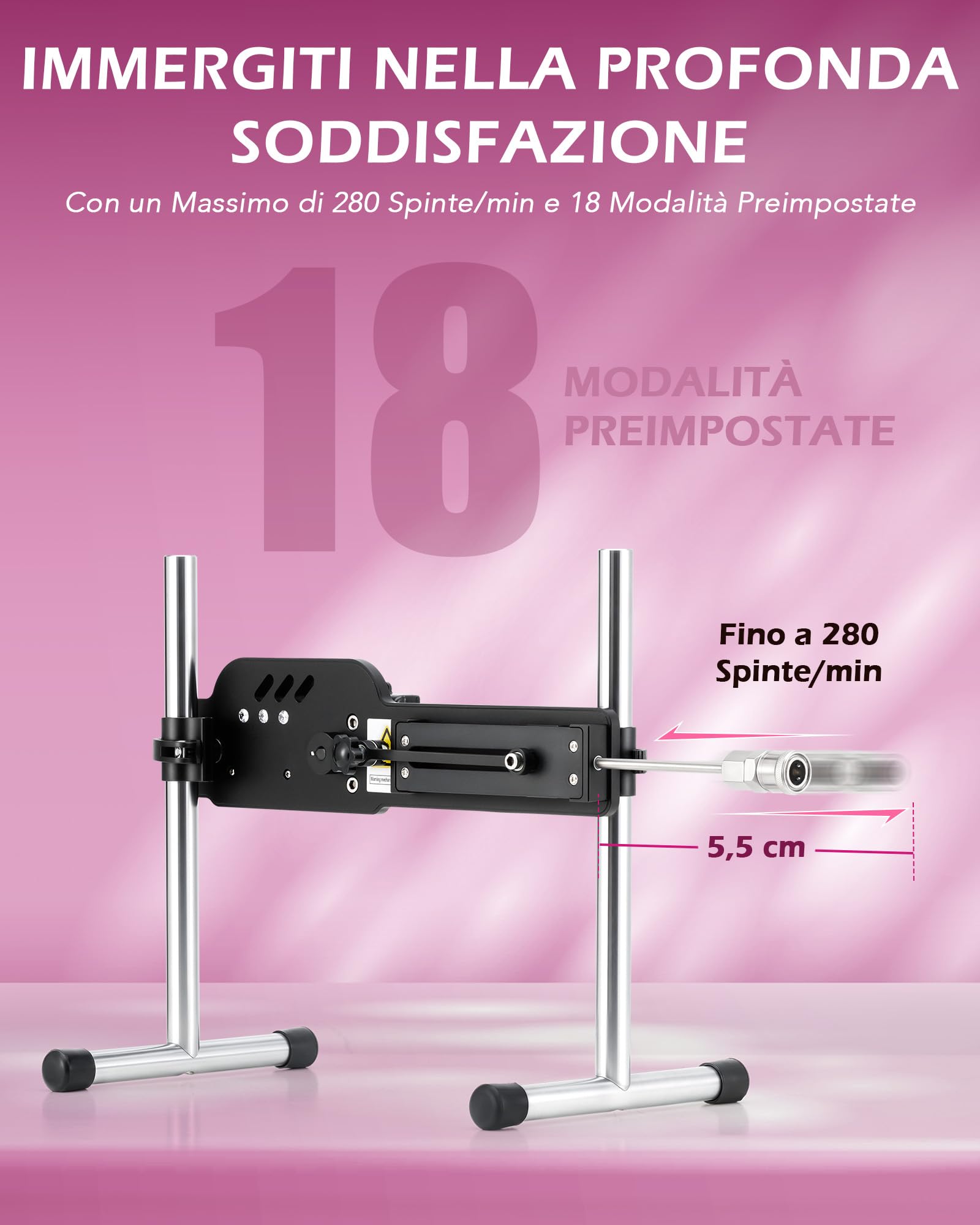 SENSUA 70W Macchina Automatica per Sesso con 18 Modalità Attacco da 21 cm Dildo e Telecomando di 15 m Gamma per Coppie di Uomini e Donne, 280 Colpi/min Macchina Elettrica per Sesso Anale Vaginale