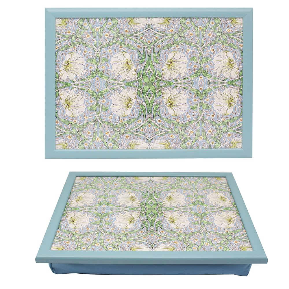 The Leonardo Collection Wm. Morris Assortments Wood Pimpernel Laptray For Food Serving & Breakfast | Comfortable Lap Trays With Bean Bag Cushion | Durable Lap Trays For Eating On Lap For Adults