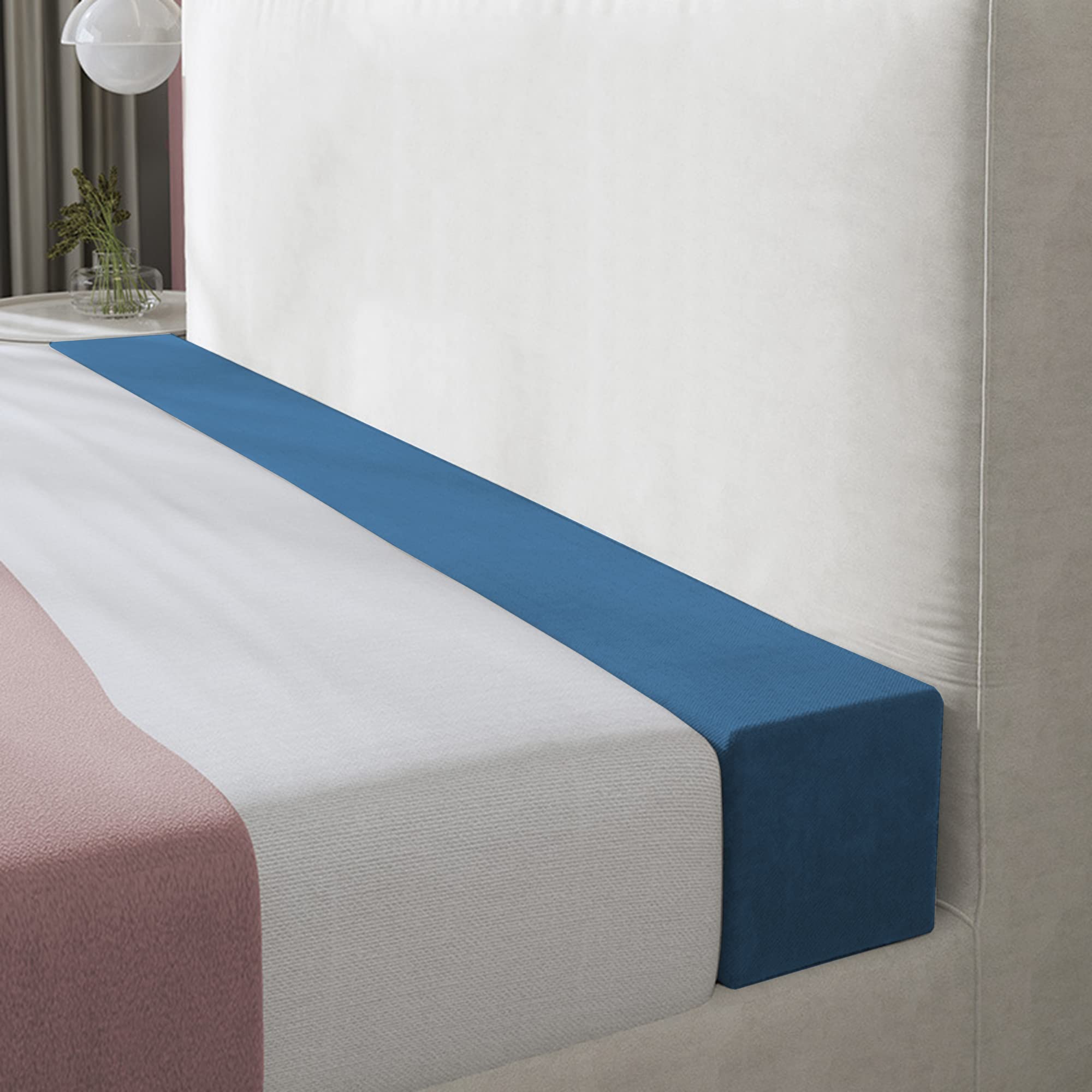 XIEMINLE Bed Mattress Gap Filler, Custom Size Sofa Bolster Armrest Cushion Headboard Pillow Bed Bridge Twin to King Bed, Bolster Pillow for Hotel/Family Gathering,120 * 15 * 20cm,Blue