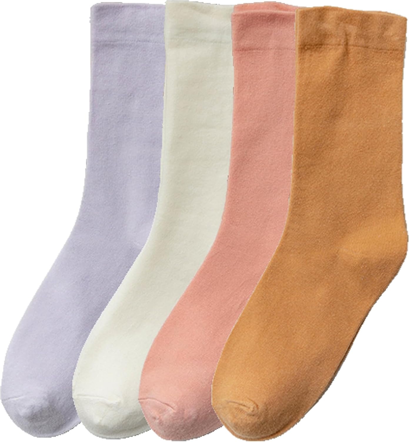 Women's Summer Solid Color Pure Cotton Socks, Thin Breathable Loose Top Mid-Calf Stacked Socks