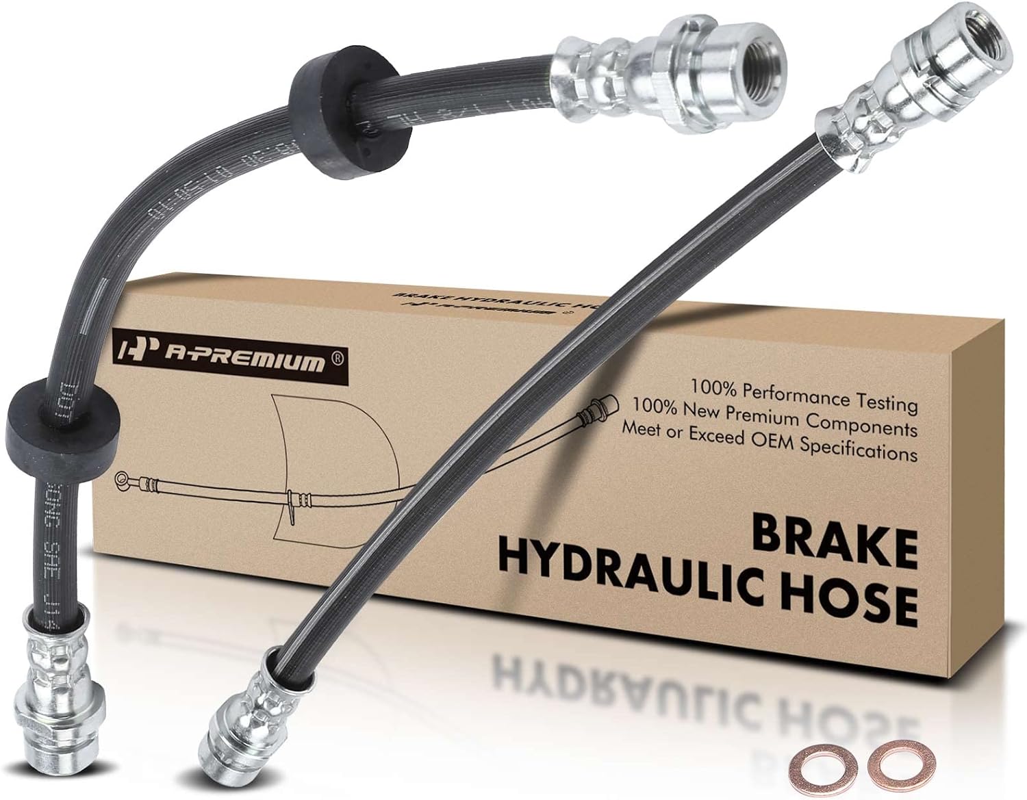 A-Premium Rear Driver and Passenger Brake Hydraulic Hose Compatible with Ford, Mazda and Mercury Models - Escape 2008-2012, Tribute 2008-2012, Mariner 2008-2012 - Replace# 9L8Z2A442B(Pack of 2)