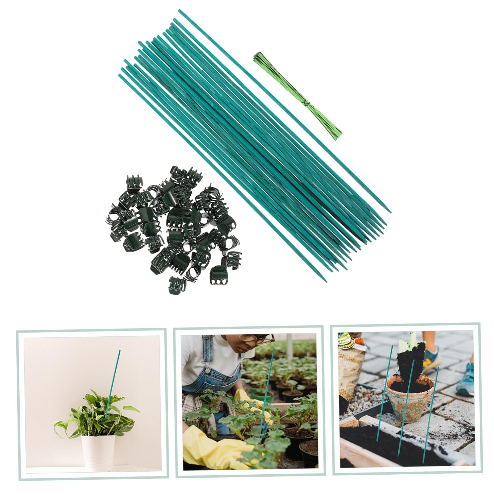 Kisangel 4 Sätze Pflanzstab aus Bambus zum Arrangieren von Blumen Gartenband Netz Blumendekor pflanzenhalter pflanzenklammern Blumenstützpfähle Werkzeuge zur Pflanzenunterstützung Plastik