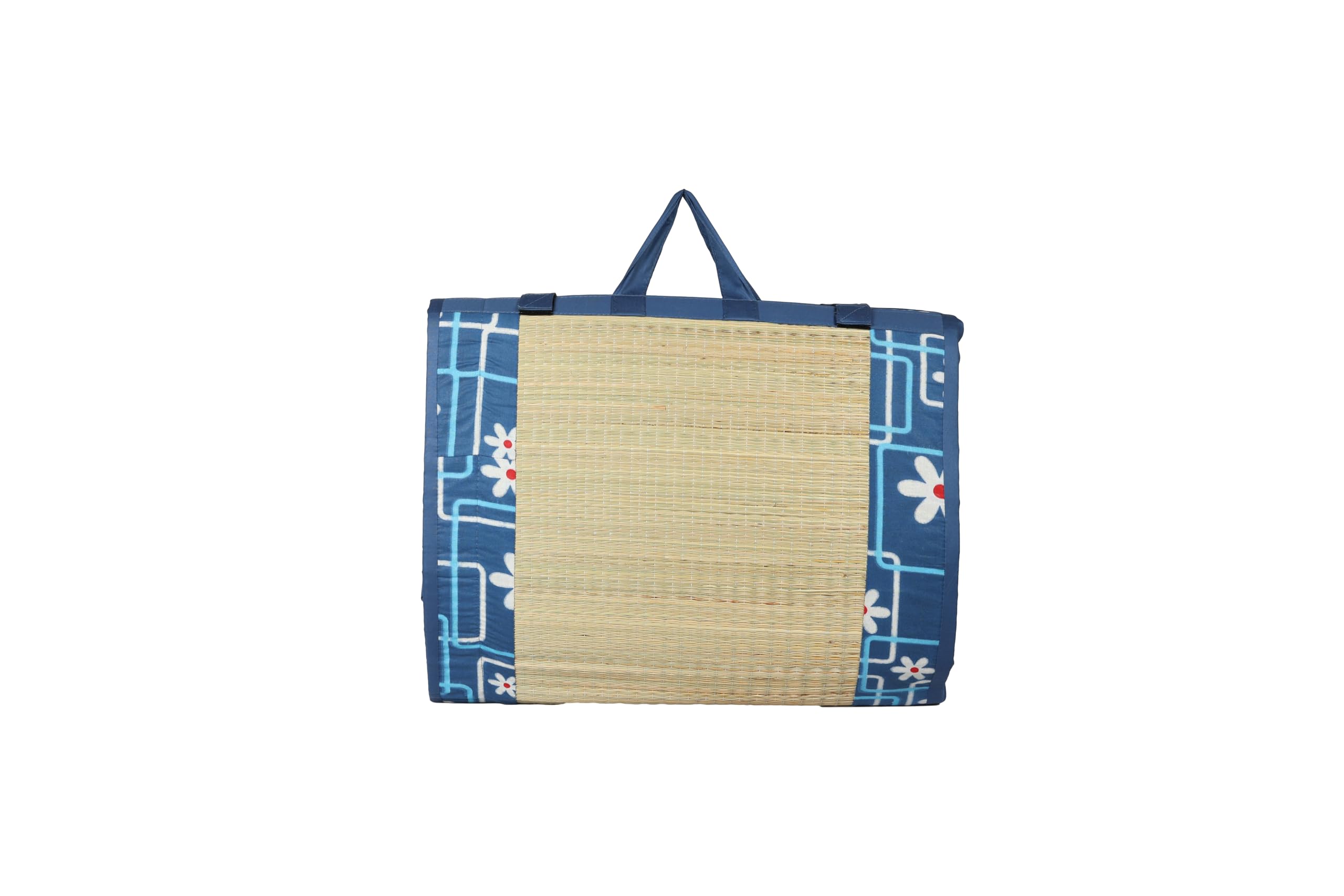 CRAFT OF INDIA Foldable Kora Grass Cushion, Easy Portable and Folding Mat (Blue, 4 X 6.5 Feet, 24 Mm Thickness)-image-24