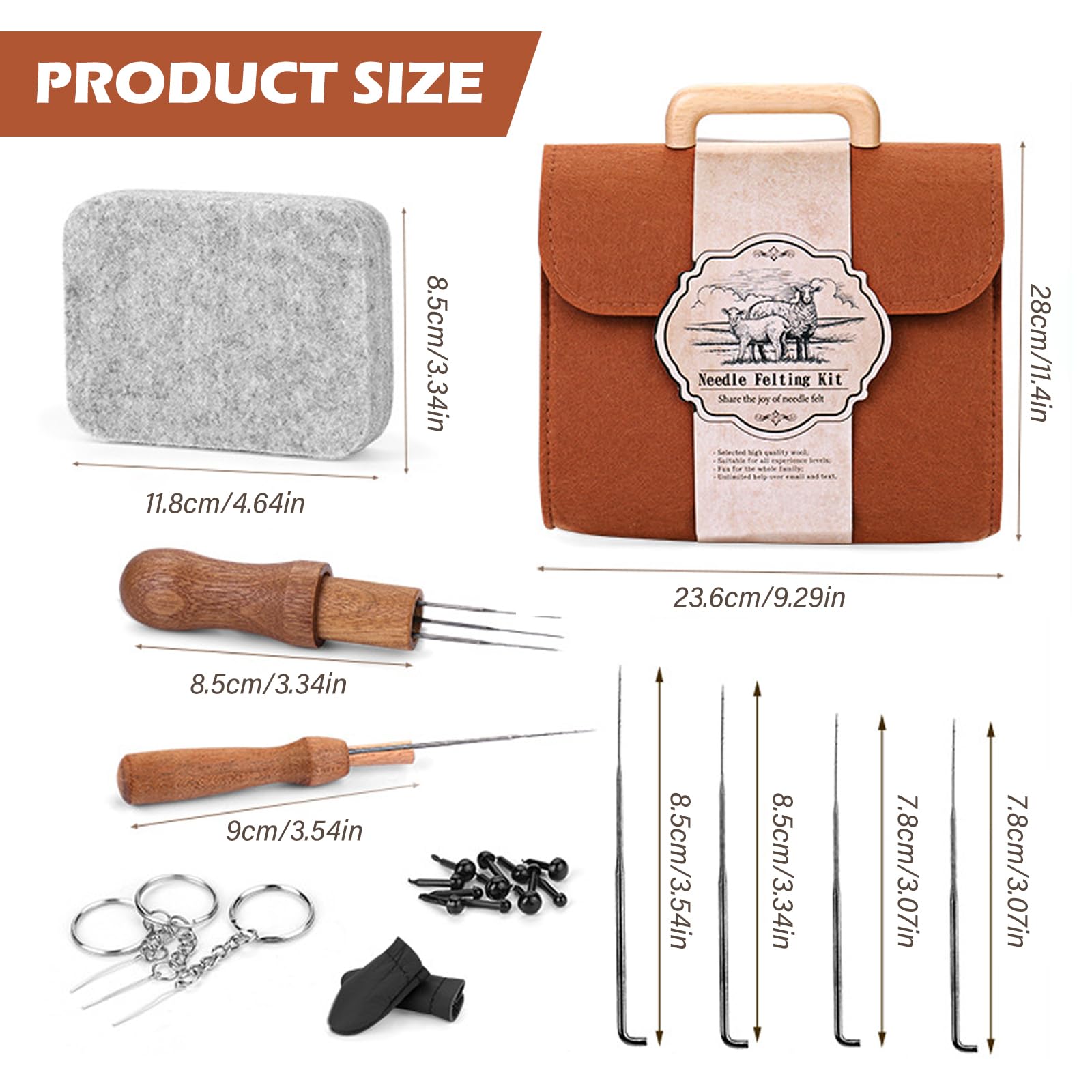 PORFOYO Kit de démarrage de feutrage à sec, 24 couleurs, kit de feutrage pour débutants, kit de feutrage à l'aiguille avec outils, instructions et rangement, kit complet de feutrage pour projets de