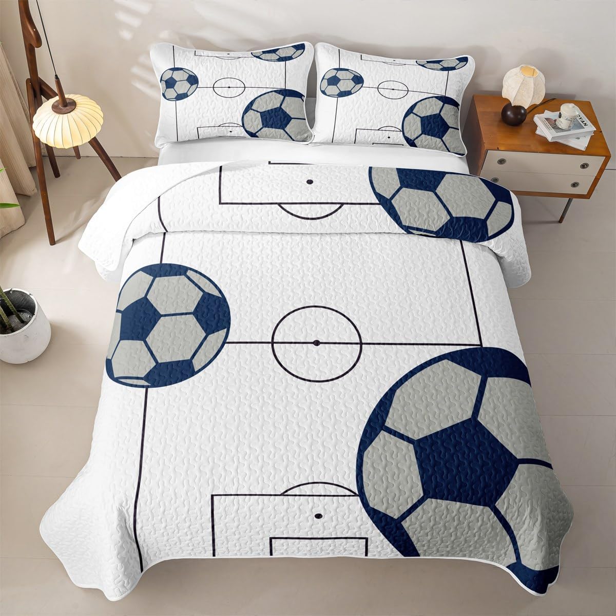 Feelyou Soccer Quilt Set Queen Size Kids Boys Girls