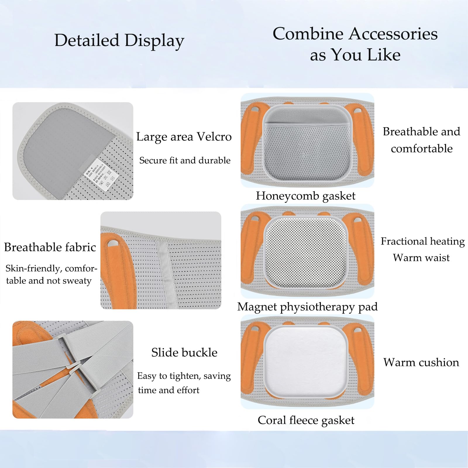 Faja Lumbar Mujer y Hombre con 4 Varillas de Soporte Fajas para Espalda con 3 Almohadillas Lumbares Extraíbles Ajustable y Transpirable Apoyo Lumbar Puede Aliviar el Dolor Lumbar (Large)