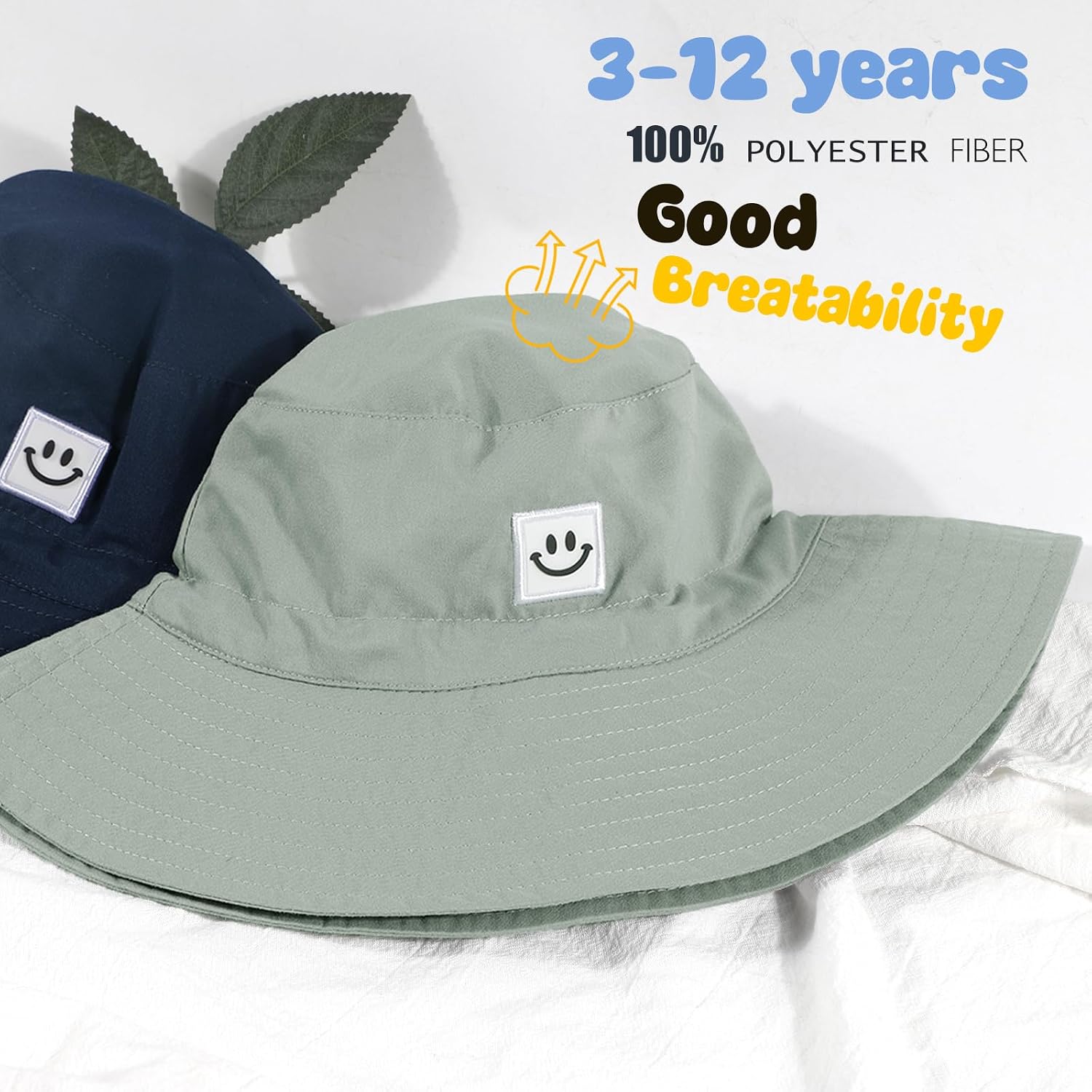 Kids Sun Hat Smile Face Bucket Hat for Toddler Girls Boys UPF 50+ Sun Protection Toddler Summer Hats