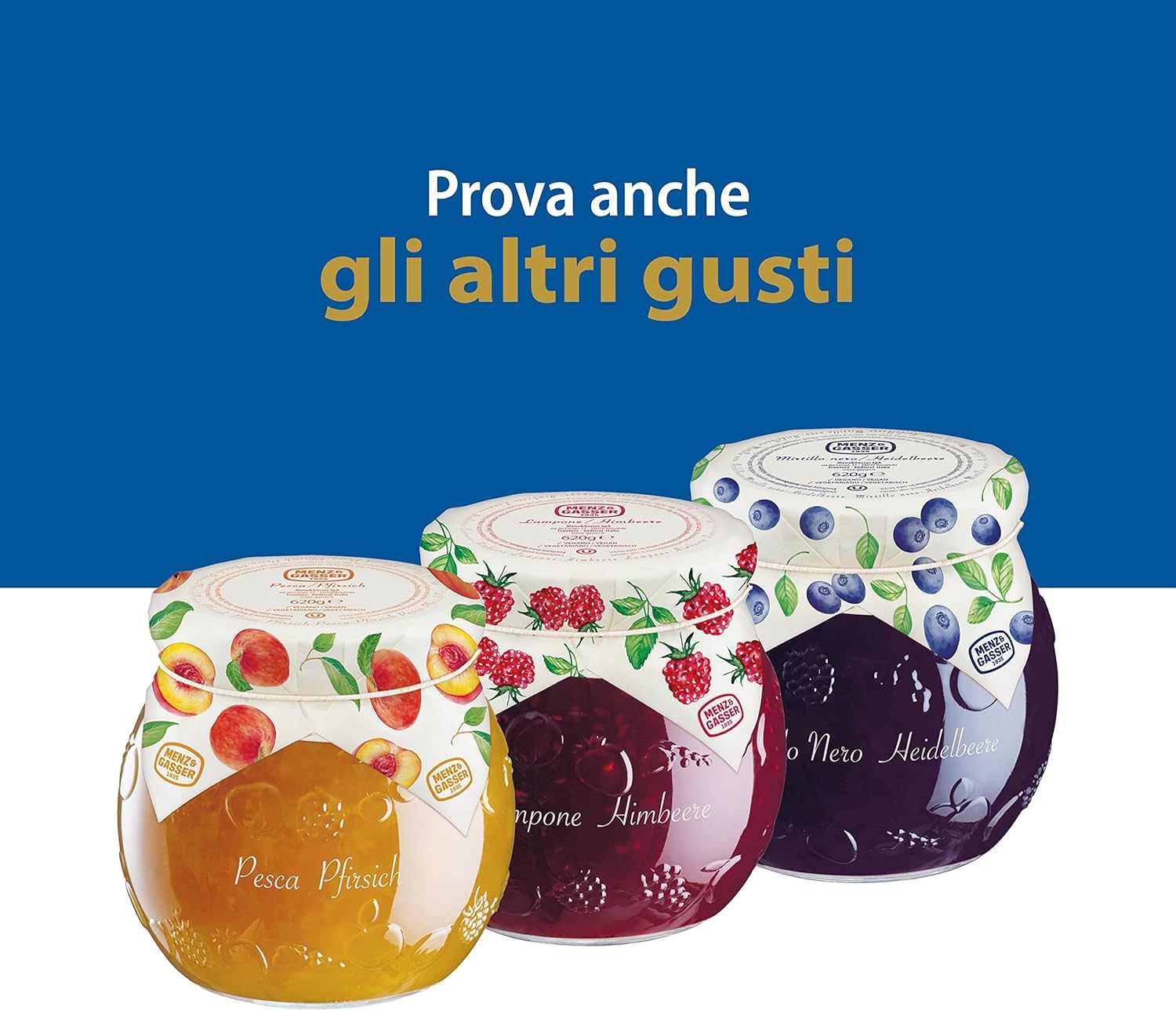 Italian Gourmet Menz&Gasser Confettura Extra di Fragole Edel und Aprikosenkonfitüre, Premium Erdbeer-Konfitüre mit Fruchtstücken, 6 Gläser à 620 g+ Italian Gourmet Polpa 400 g
