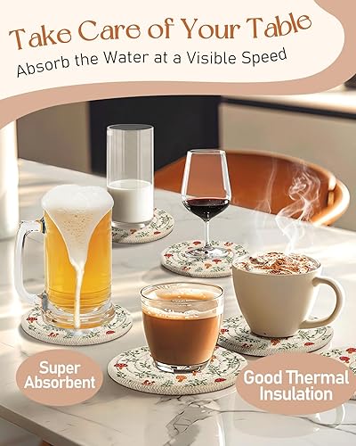 Miniatura 5 de Posavasos absorbentes para bebidas, para café, mesa de madera, oficina, bonita casa de campo al aire libre, rústico, escritorio, kawaii, tejido