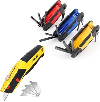 Topline 25-Piece Folding Allen Wrench Set and Auto-Loading Utility Knife