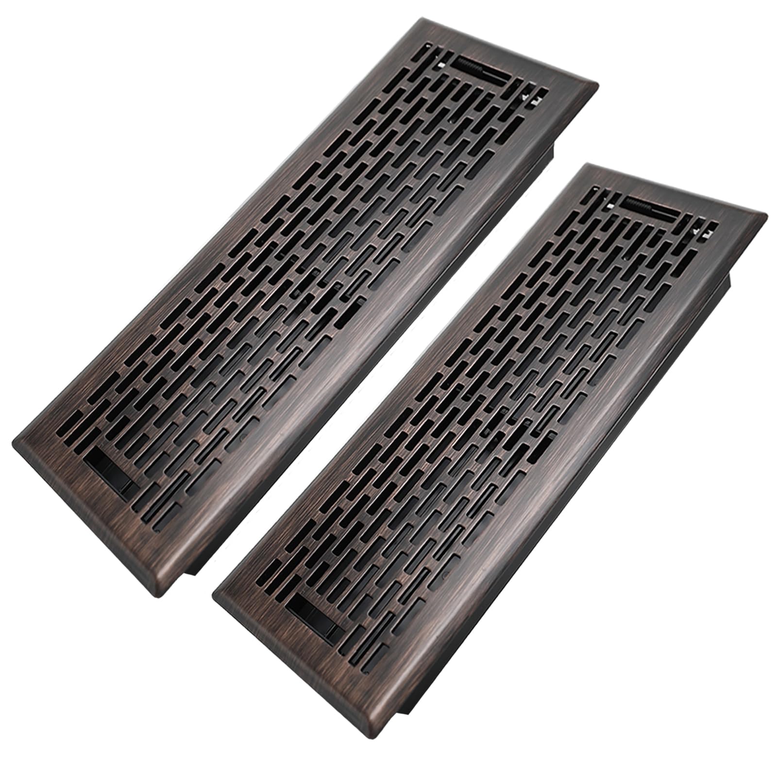 Howeall 4x14 Inches 2 Pack Heavy Duty Walkable Floor Register - Easy Adjust Air Supply Lever Decorative Floor Vent Covers, Boston Design Vent Covers for Home - Oil Rubbed Bronze — image 1