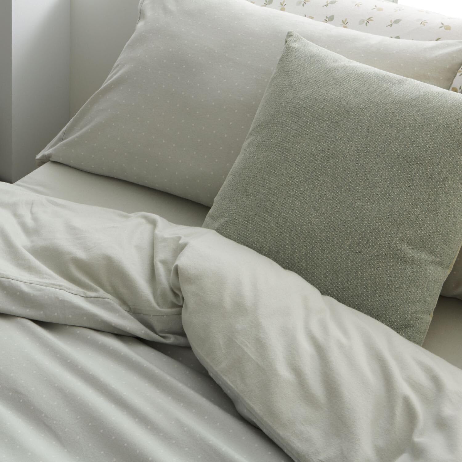 Burrito Blanco | Funda Nórdica Franela 100% Algodón Cama 135 Laurel | Incluye Bajera, Encimera y Funda de Almohada | Funda Nórdica Invierno | Cálidas | Tacto Suave | Transpirable
