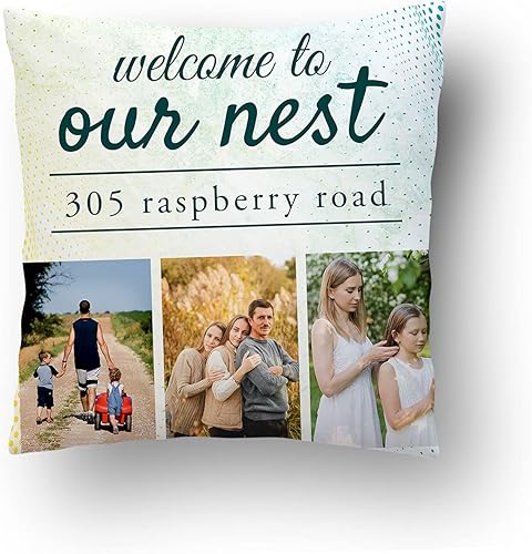 Miniatura 26 de Love and Family Collage - Almohada personalizada para pareja. Almohada de fotos personalizada con texto para cumpleaños, aniversario y Navidad.