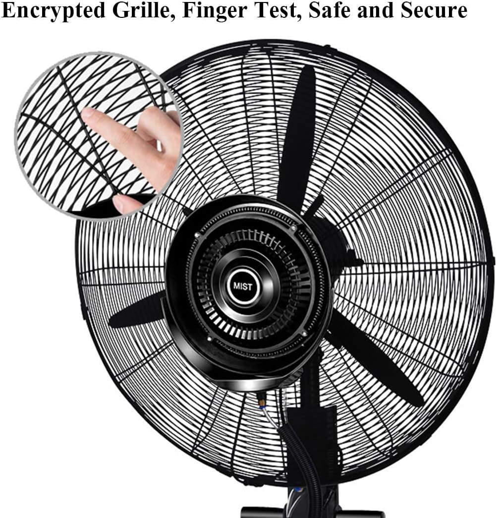 26/30" Pedestal Oscillating Fan Outdoor Patio Misters Fan Heavy Duty Industrial Floor Fans High 69/71in Water Mist Fan for Garden Waterpark Greenhouse Backyard, 650mm/26in