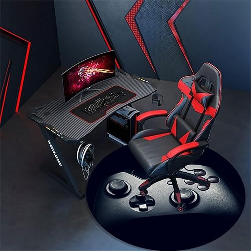 Miniatura 2 de Tapete negro para silla de juegos para suelo de madera dura, antideslizante, alfombra redonda de computadora de oficina para decoración de