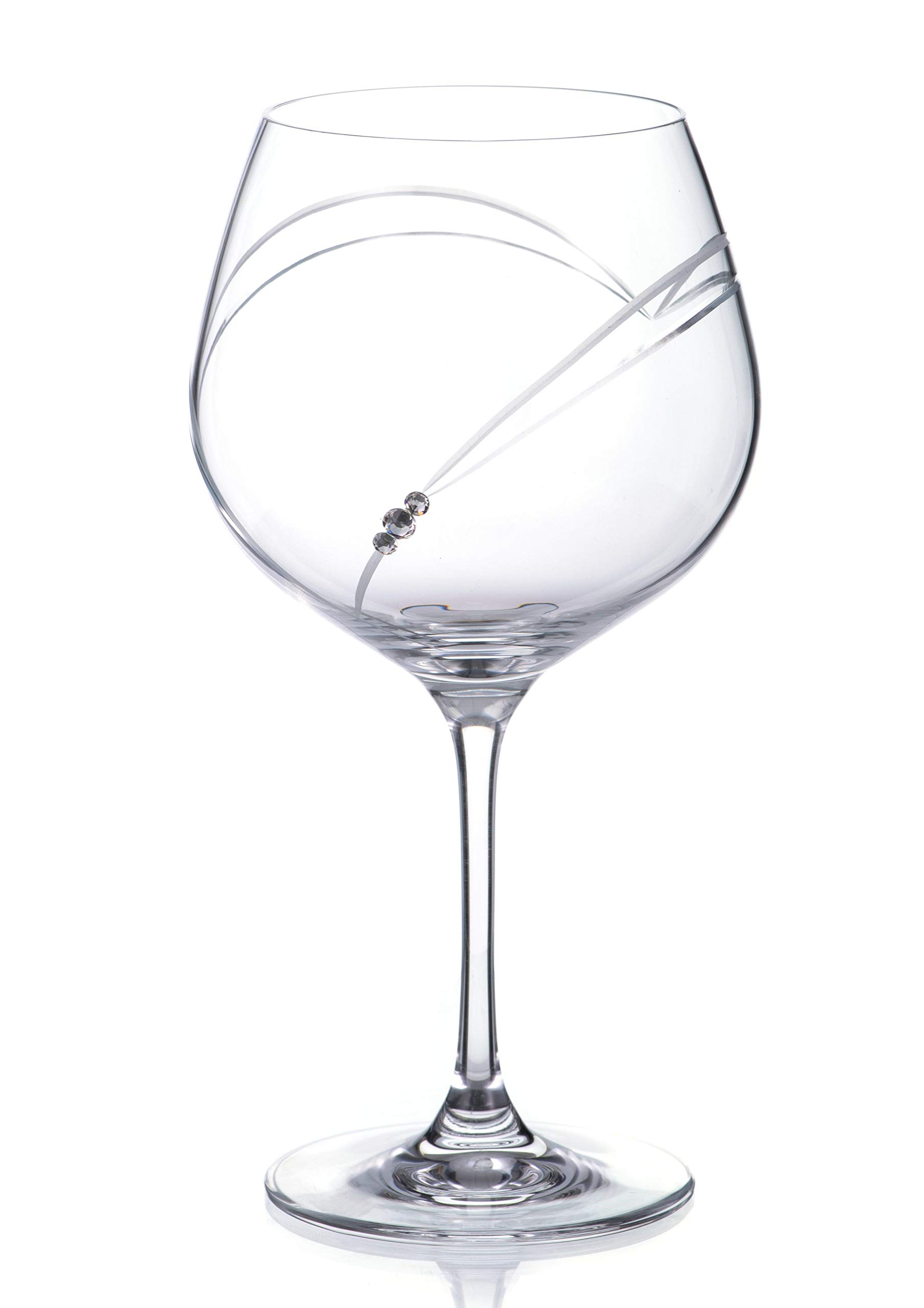 DIAMANTE Bicchiere Da Vino E Gin Con Cristalli Swarovski A Forma Di Cuore - 610 Ml, Vetro Soffiato, Confezione Regalo