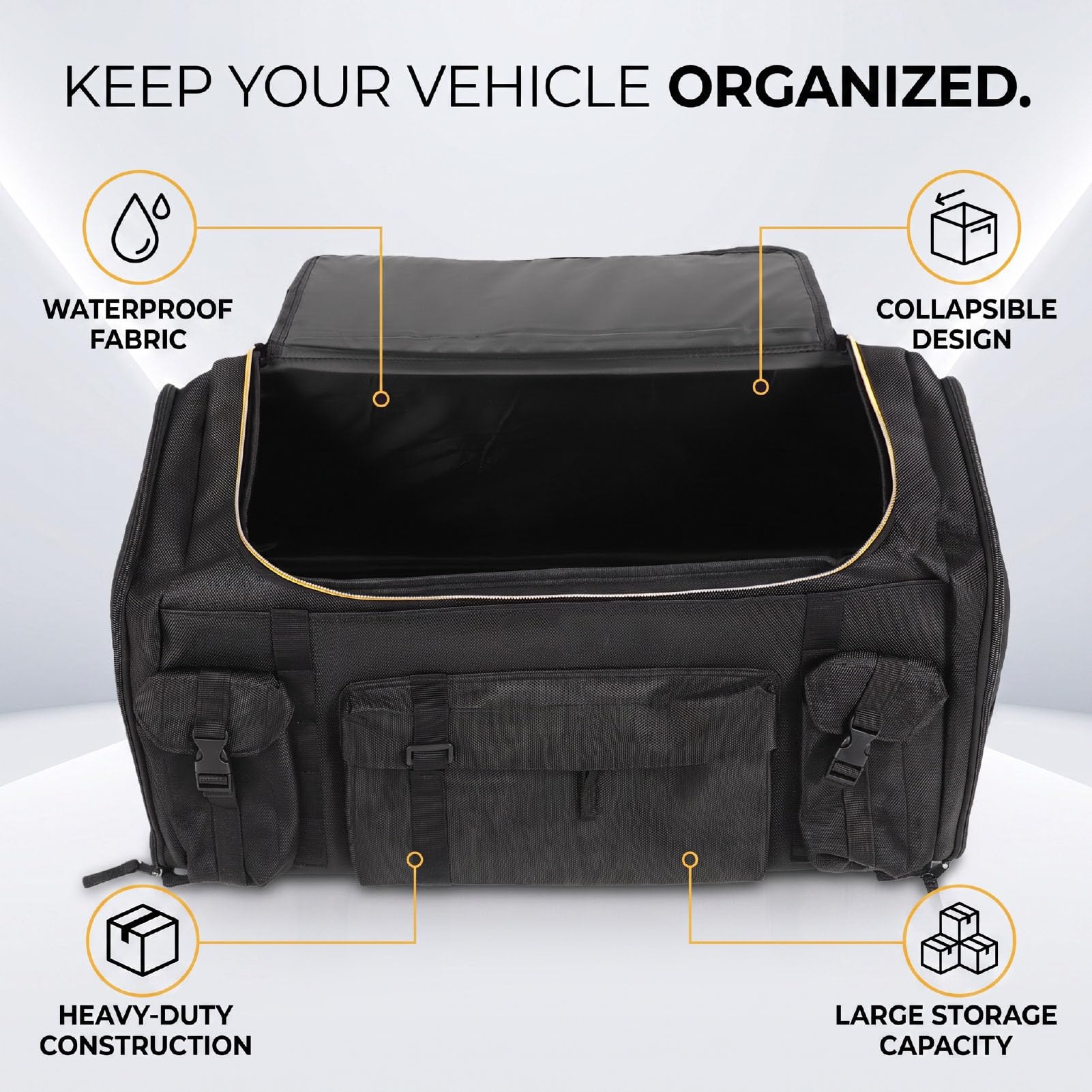 Tbest Organizzatore Bagagliaio Auto, Scatola Portaoggetti Pieghevole 1680D Oxford con Coperchio Antiscivolo for Auto SUV Camion (70 litri)