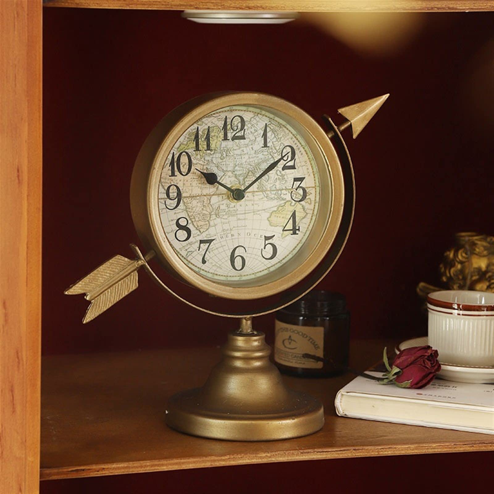Décorative Antique Bureau Fer Horloge Chambre étude Table Horloge Ornements créatif muet décoratif Horloge pour Bureau Chambre Table