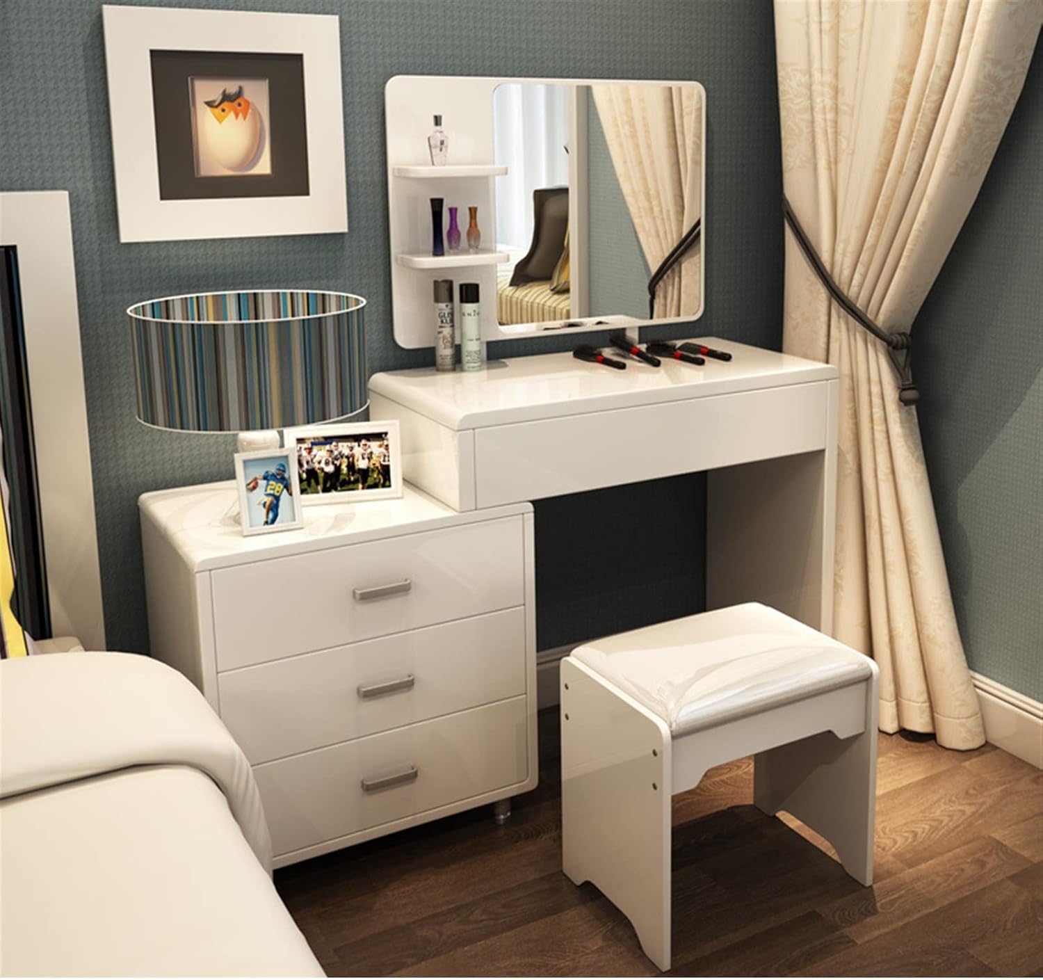 IEASEszt Dressing Table Modern Dresser with Drawer, Open