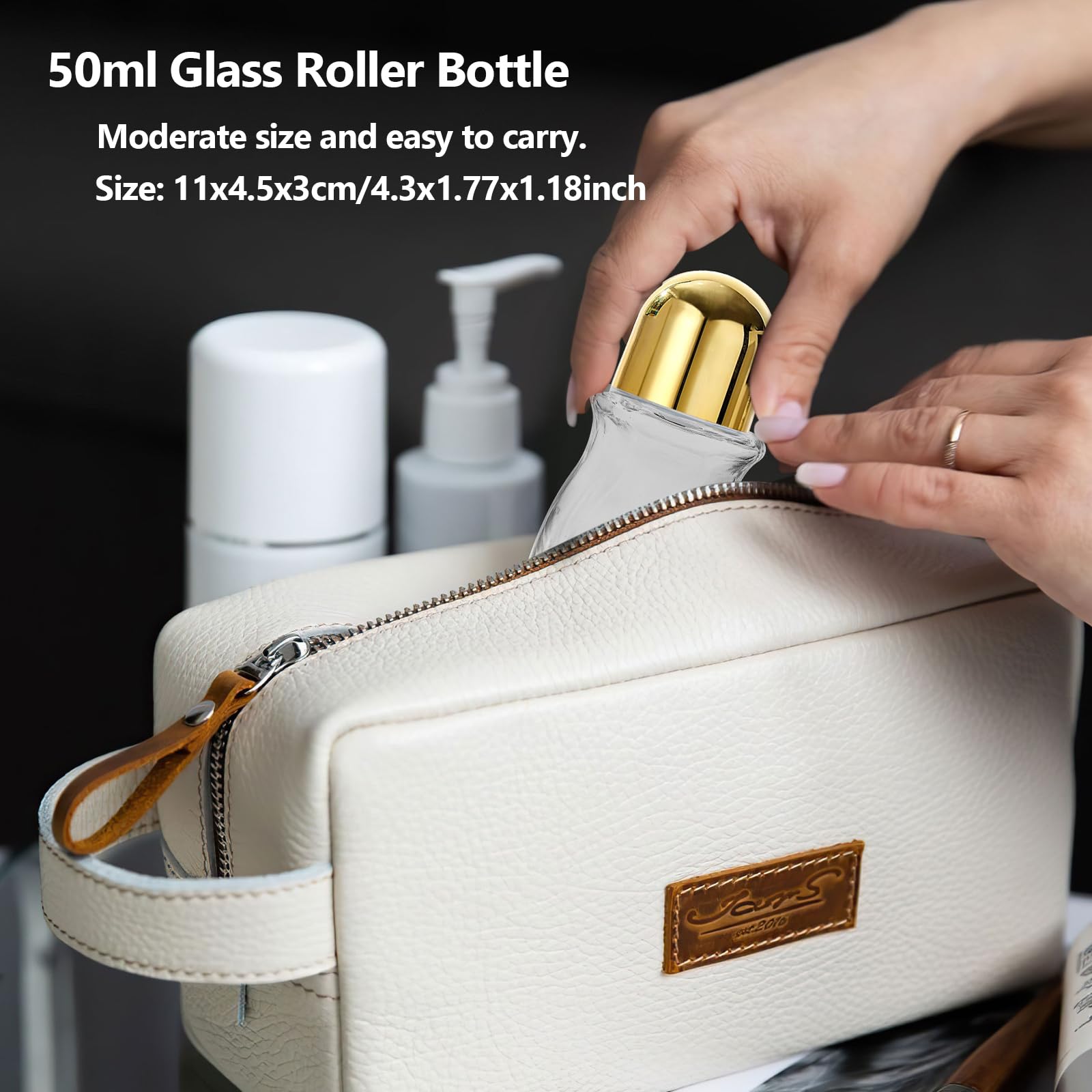 3 Pièces Roll on Vide, 50ml Rechargeables En Verre Déodorant Roll-on Bouteilles Vide, Flacon Vide Huile Essentielle Avec Rouleau à Billes et Capuchon, Pour Les Huiles Essentielles Aromathérapie, Or