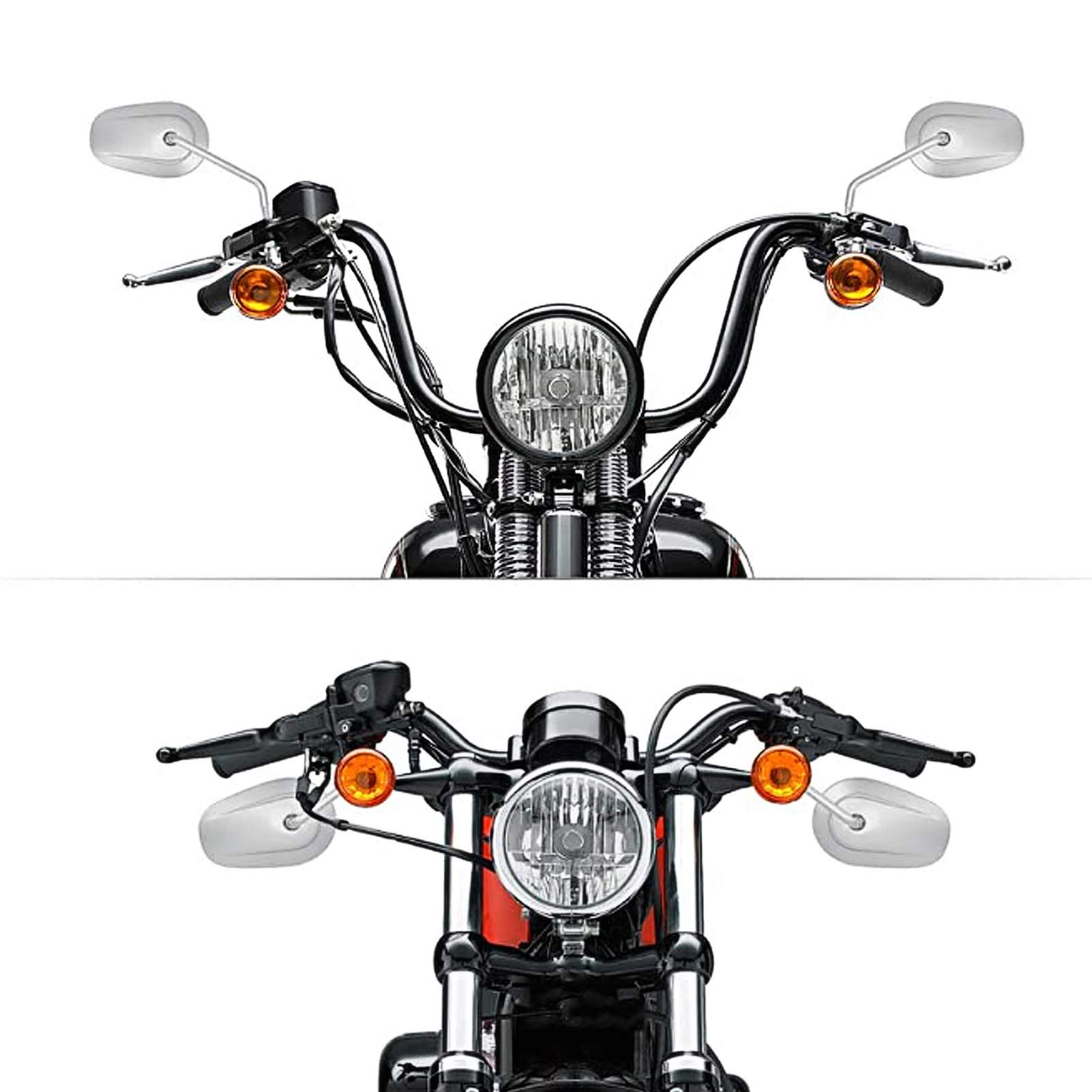 Lusterka wsteczne motocykla Trwałe, szerokokątne, regulowane lusterka na końcu kierownicy dla Touring Glide Fatboy 883 1200 Srebrne aluminium Szkło Para obrotu o 360 stopni
