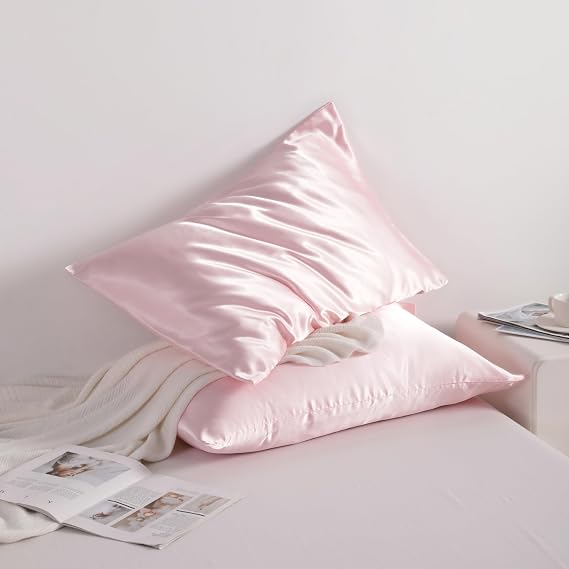 NTBAY Satin Envelope Closure Pillowcases, 2 Pack, 50x75 cm, Light Pink | Silk Satin Pillow Cases for Hair and Skin, Envelope Closure, Beauty Sleep, High Shine, Machine Washable