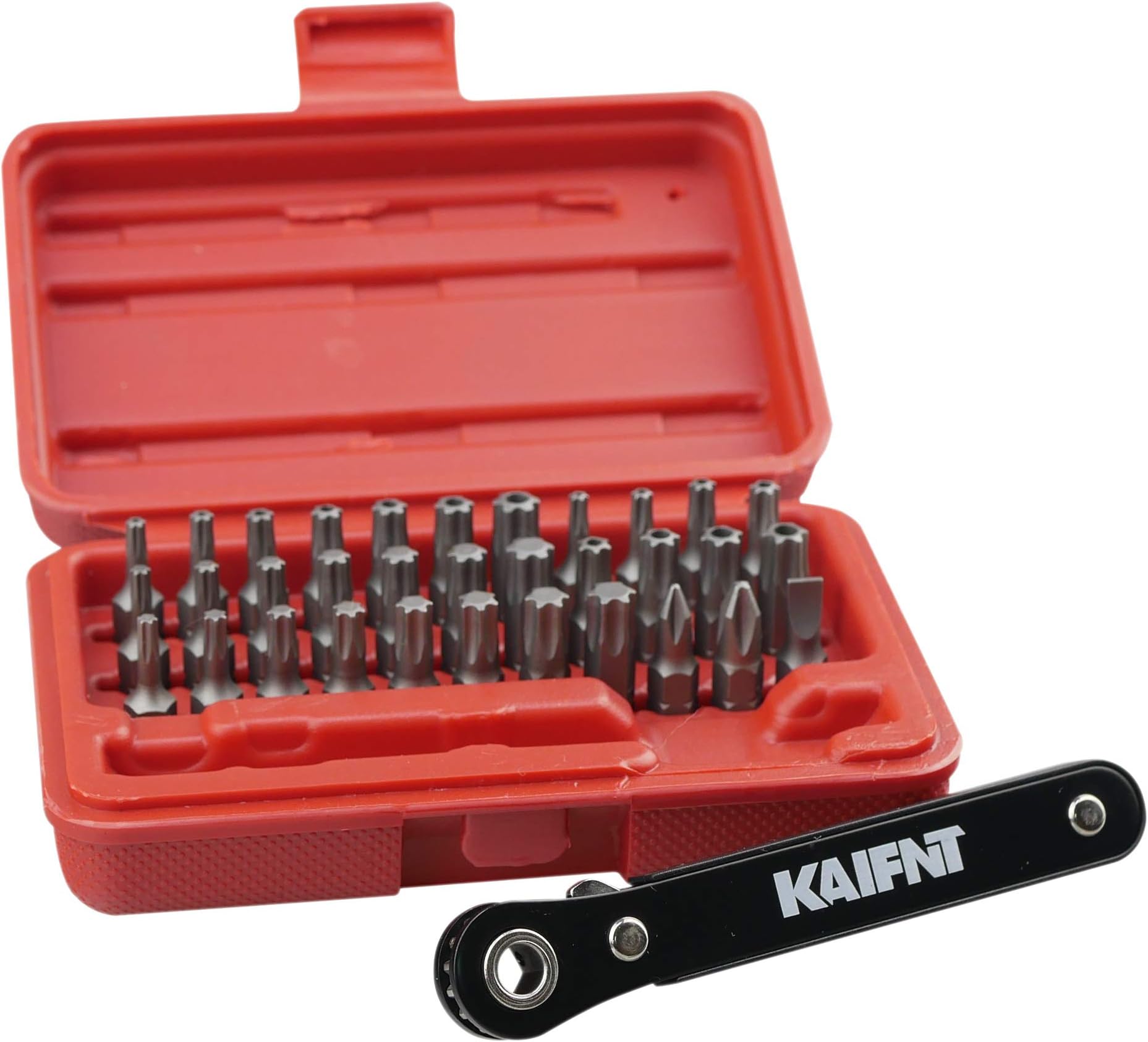 K403 Comprehensive Torx Bit Set with Mini Ratchet Wrench, 1/4-Inch Drive, 34-Piece