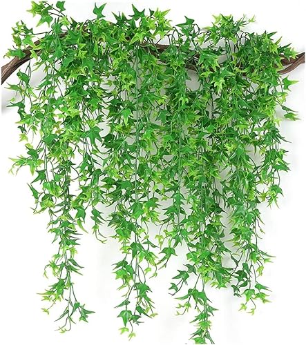Vid colgante artificial, plantas de plástico de vid falsa, hojas de batata, hiedra, resistentes a los rayos UV, decoración de vegetación, flores